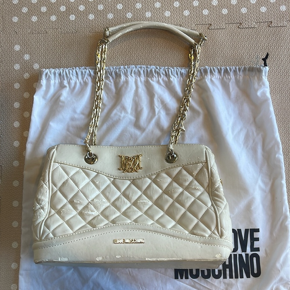 Peeling Love Moschino vintage off white handbag